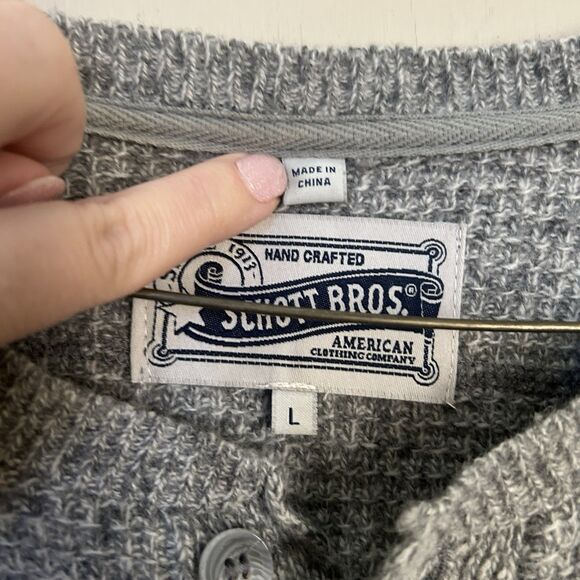 Schott Bros Mens Sweater Large Gray Wool Blend Warm Thick Outdoor Layering - Picture 3 of 10